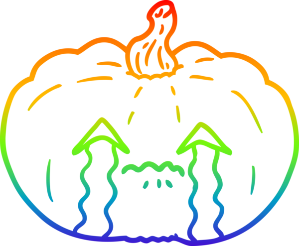 Gökkuşağı gradyan çizgi çizimi bir insan tarafından çizilmiş ağlayan cadılar bayramı balkabağı