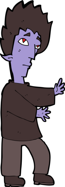 Bir insan tarafından çizilmiş bir vampir çizgi filmi.