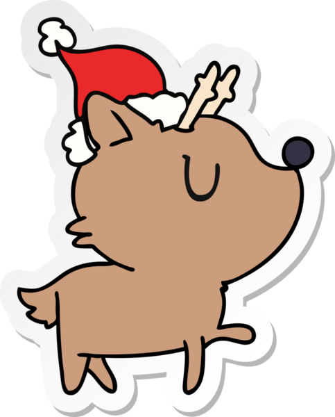 Bir insan tarafından çizilmiş kawaii geyiğinin el çizimi Noel çıkartması.