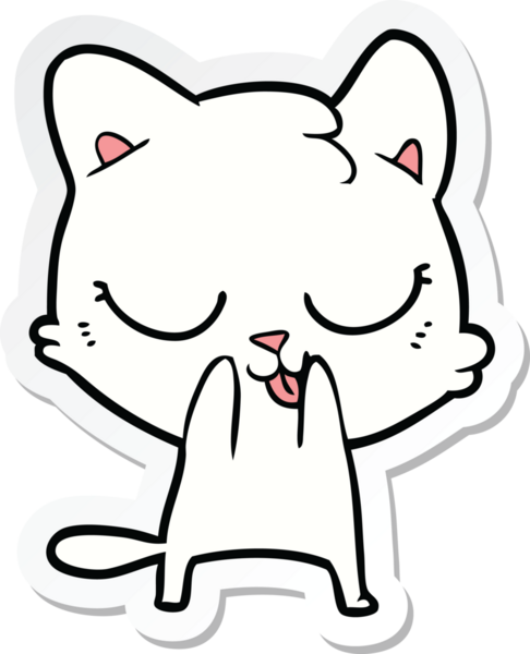 Bir insan tarafından çizilmiş çizgi film kedisinin çıkartması.