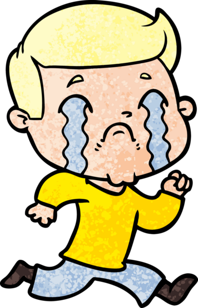 Bir insan tarafından çizilmiş ağlayan çizgi film adamı.