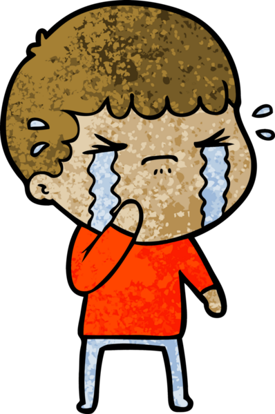 Bir insan tarafından çizilmiş ağlayan çizgi film adamı.