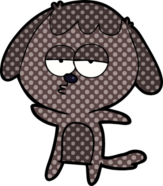 Bir insan tarafından çizilmiş, sıkılmış bir köpek.