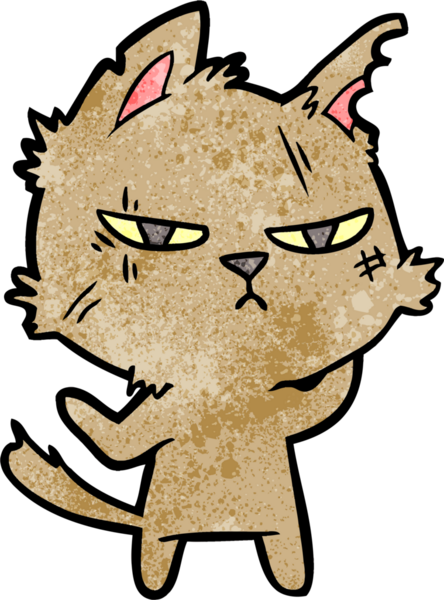 Bir insan tarafından çizilmiş sert çizgi film kedisi.