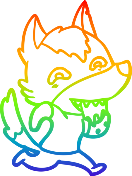 Gökkuşağı gradyan çizgisi insan tarafından çizilmiş aç bir kurt çizgi.