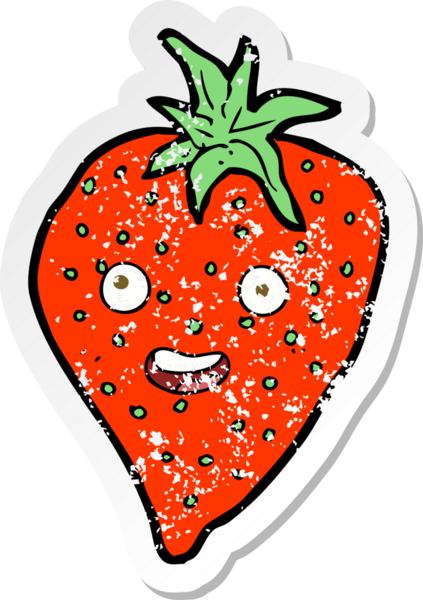 Bir insan tarafından çizilmiş karikatür çileğinin gerilimli yapıştırması.