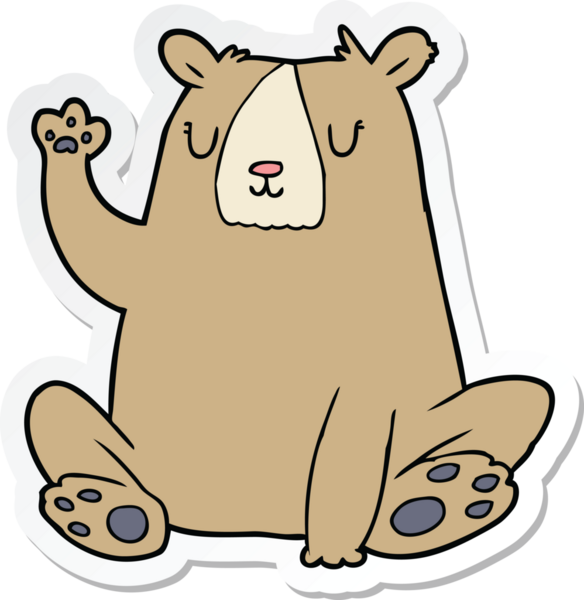 Bir insan tarafından çizilen çizgi film ayısının çıkartması.