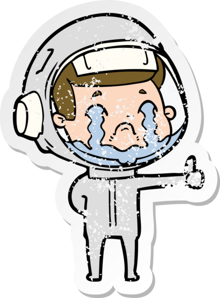 Bir insan tarafından çizilmiş ağlayan bir astronotun sıkıntılı çıkartması.