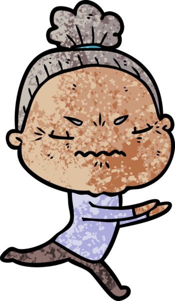 Çizgi film bir insan tarafından çizilmiş yaşlı bir kadın tarafından rahatsız edildi.