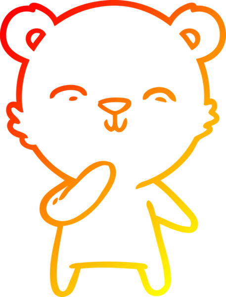 Bir insan tarafından çizilmiş mutlu çizgi film ayısının sıcak çizgi çizimi