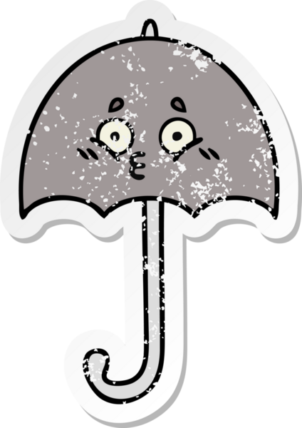 Bir insan tarafından çizilmiş şirin bir şemsiyenin sıkıntılı çıkartması.