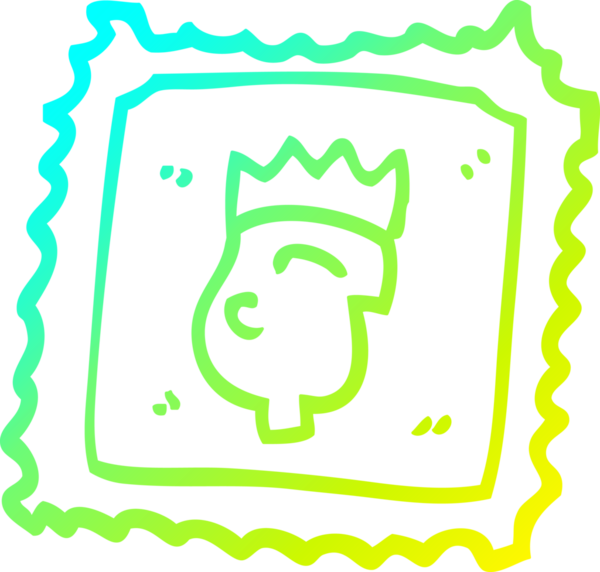 Bir insan tarafından çizilmiş bir karton pulun soğuk gradyan çizimi