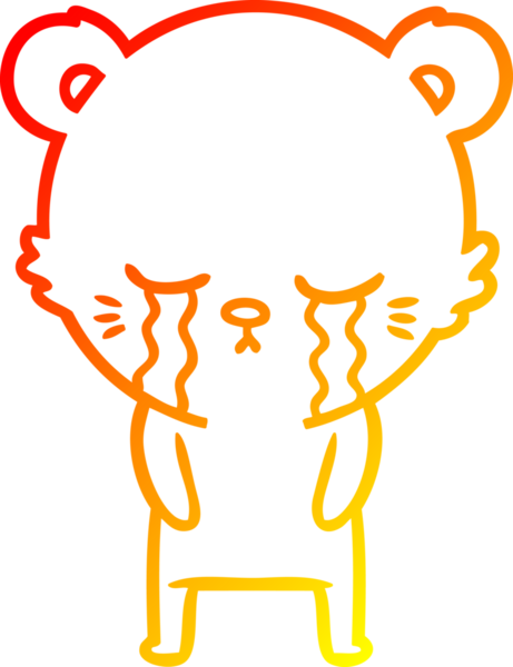 Bir insan tarafından çizilen ağlayan çizgi film ayısının sıcak çizgi çizgisi.