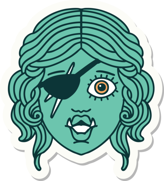 Bir insan tarafından çizilmiş bir Ork haydut karakterinin çıkartması