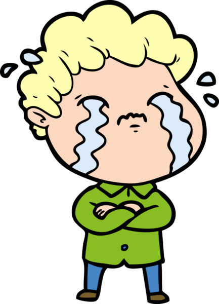 Bir insan tarafından çizilmiş ağlayan çizgi film adamı.