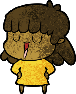 Bir insan tarafından çizilmiş bir çizgi film kadını.