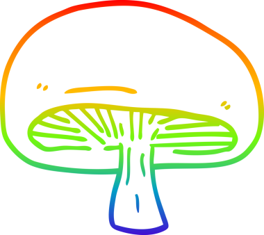 gökkuşağı gradyan çizgi çizimi bir insan tarafından çizilmiş mantar karikatürü