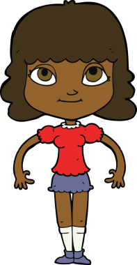 Bir insan tarafından çizilmiş karikatür kızı.