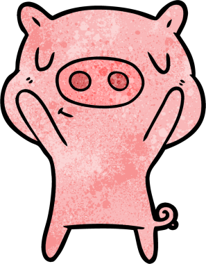 Bir insan tarafından çizilmiş çizgi film içerikli domuz.