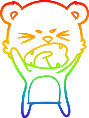 Kızgın bir çizgi film ayısının çizdiği gökkuşağı gradyanı bir insan tarafından çizilmiş.