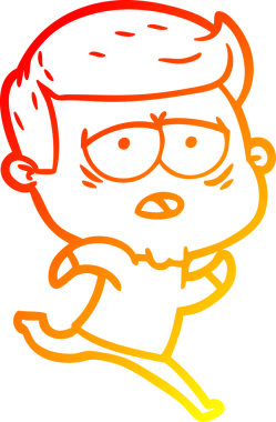 Bir insan tarafından çizilmiş, yorgun bir adamın çizgi çizimi.