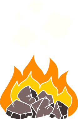 Bir insan tarafından çizilmiş düz renkli çizgi film kömürleri