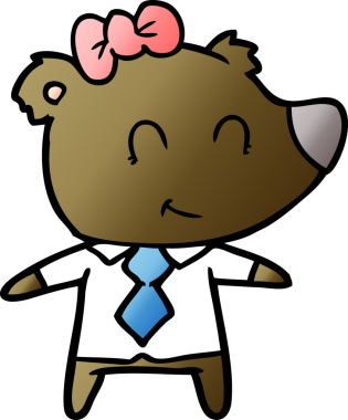 Bir insan tarafından çizilmiş iş elbiseleri içindeki dişi ayı.