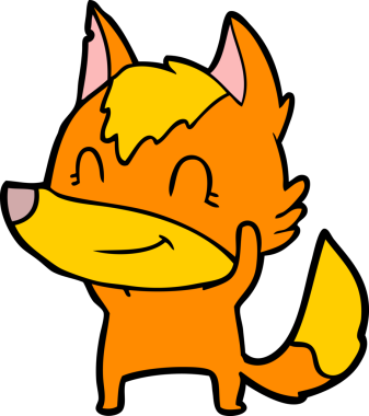 Bir insan tarafından çizilmiş tilki çizgi film karakteri