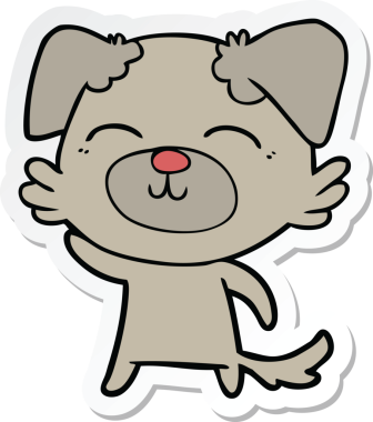 Bir insan tarafından çizilmiş bir köpeğin çıkartması.