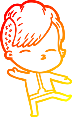 Bir insan tarafından çizilmiş fütüristik kıyafetler giyen çizgi film kızı çizimi.