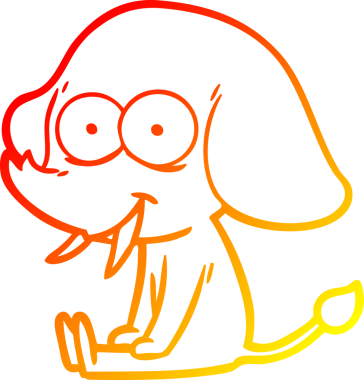 Bir insan tarafından çizilmiş mutlu bir filin sıcak çizgi çizimi