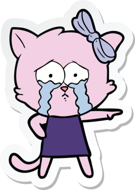 Bir insan tarafından çizilmiş çizgi film kedisinin çıkartması.