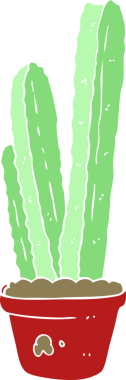 Bir insan tarafından çizilen kaktüsün düz renk çizimi