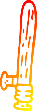 Bir insan tarafından çizilmiş ahşap bir kirişin sıcak çizgi çizimi