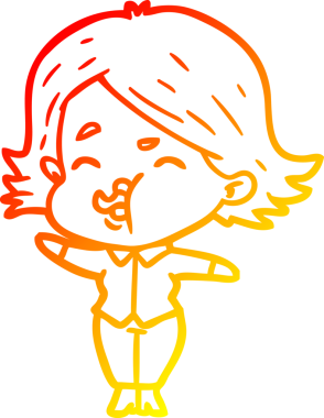 Bir insan tarafından çizilmiş bir çizgi film kızının sıcak çizgi çizimi.