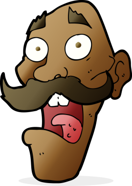 Çizgi film bir insan tarafından çizilmiş korkmuş yaşlı bir adam.