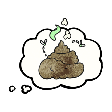 Serbest çizim düşünce kabarcığı desenli iğrenç bir insan tarafından çizilmiş karikatür kakası.