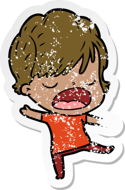 Bir insan tarafından çizilmiş karikatür kadının sıkıntılı çıkartması.