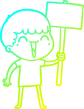 Bir insan tarafından çizilmiş mutlu bir adamın soğuk çizgi çizimi.