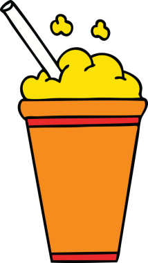 Bir insan tarafından çizilmiş garip bir çizgi film buzlu içeceği.