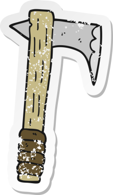 Bir insan tarafından çizilmiş bir baltanın gerilimli çıkartması.