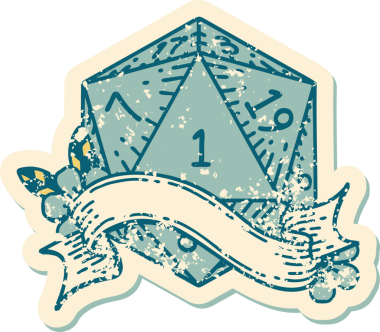 Retro Dövme Biçimi Doğal Bir d20 zar bir insan tarafından çizildi