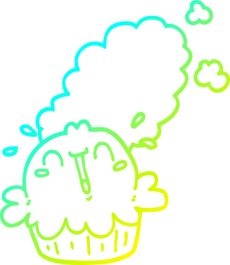 Bir insan tarafından çizilmiş tatlı bir turtanın soğuk gradyan çizimi