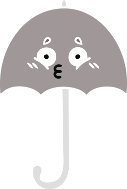 Bir insan tarafından çizilmiş düz renkli bir şemsiye.