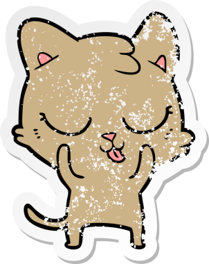 Bir insan tarafından çizilmiş karikatür bir kedinin sıkıntılı çıkartması.