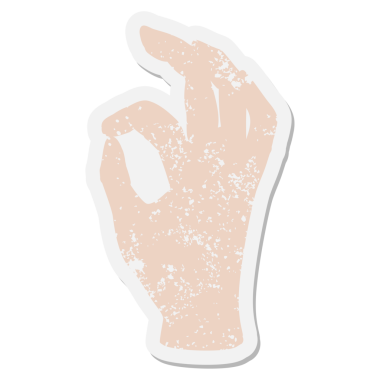 Bir insan tarafından çizilmiş el hareketi grunge çıkartması.