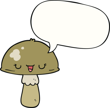 Bir insan tarafından çizilmiş konuşma baloncuklu mantar.