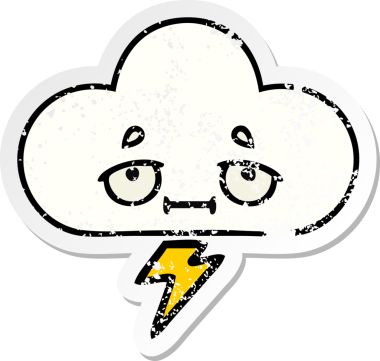 Bir insan tarafından çizilmiş tatlı bir gökgürültüsü bulutunun sıkıntılı çıkartması.