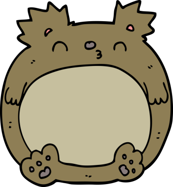 Bir insan tarafından çizilmiş çizgi film ayısı.