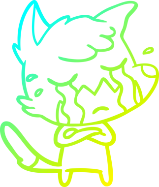 Bir insan tarafından çizilmiş ağlayan tilki çizgi filmi.